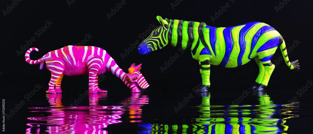 Two Zebras Standing Together in the Grassland