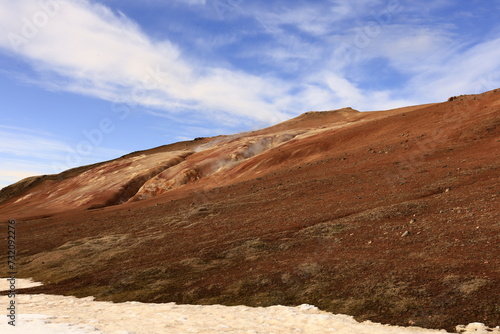 Leirhnjúkur is an active volcano located northeast of Lake Mývatn in the Krafla Volcanic System, Iceland