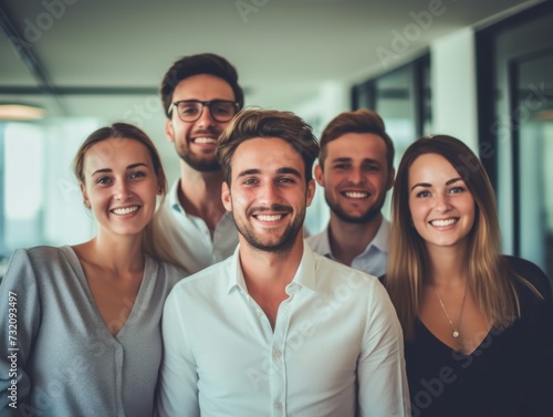 Wallpaper Mural Friendly Young Business Team Smiling Together Torontodigital.ca