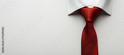 Red tie isolated on white background with copy space for festive present mood valentine s day