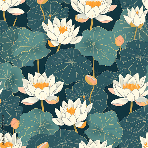 lily pad illustration - seamless tile