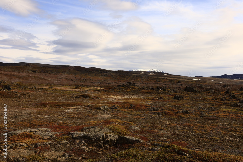 View in the Myvtan National park located in northern Iceland in the vicinity of the Krafla volcano