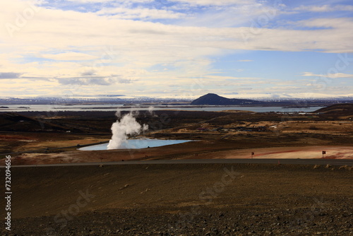 View in the Myvtan National park located in northern Iceland in the vicinity of the Krafla volcano photo