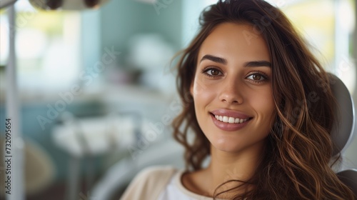 Smiling Woman With Curly Hair in a Bright Indoor Setting