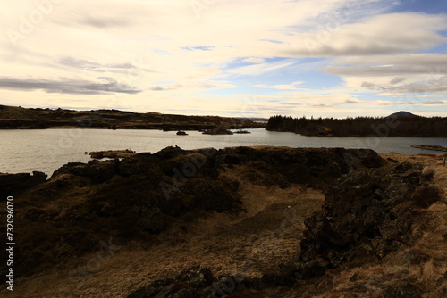 M  vatn is a shallow lake located in an area of active volcanism in northern Iceland  near the Krafla volcano