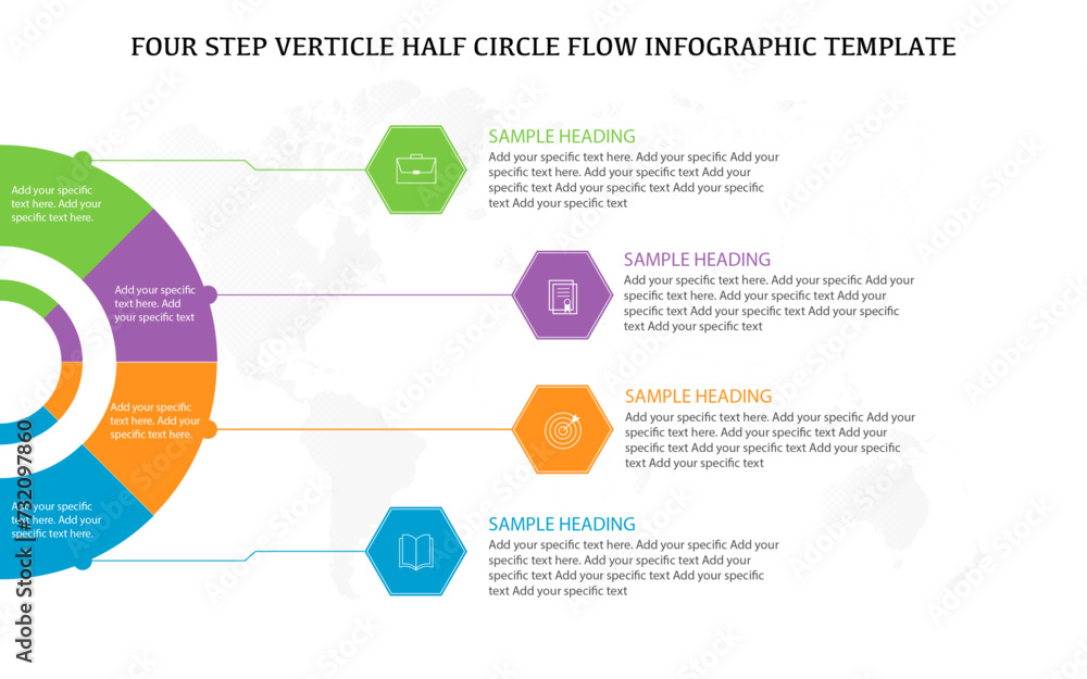 Vertical semi circle infographic template design for business, corporate presentation with vertical semi circle Vertical semi circle infographic template design for business, corporate presentation with vertical semi circle