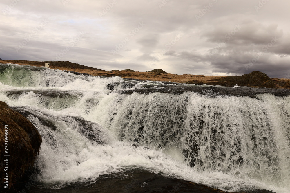 Reykjafoss waterfall is one of the hidden treasures of Skagafjörőur located in the north of Iceland Reykjafoss waterfall is one of the hidden treasures of Skagafjörőur located in the north of Iceland