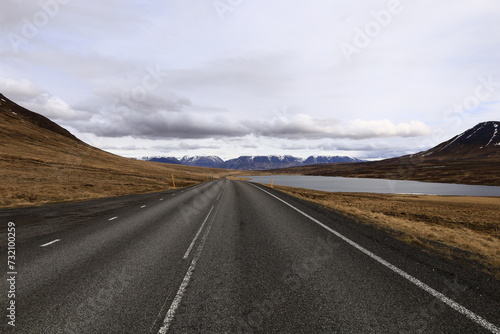 View on a road in the Northeastern Region of Iceland