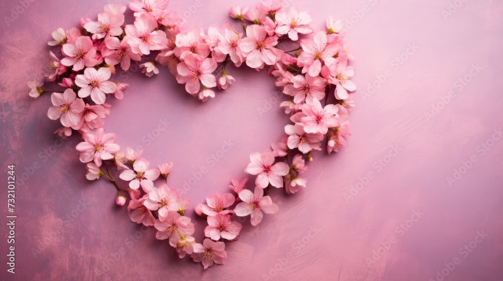 pink flowers in the shape of a heart. bouquet for Valentine's Day, Women's Day, March 8. greeting card. space for text pink flowers in the shape of a heart. bouquet for Valentine's Day, Women's Day, March 8. greeting card. space for text