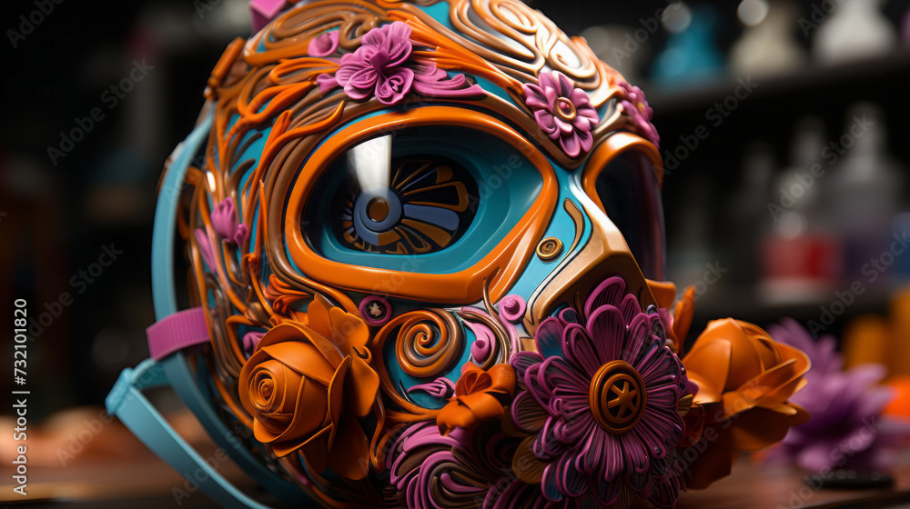 Naklejka premium Vibrant cultural festivities: Masks, art, dragon and more at traditional carnival celebrations worldwide!, generative AI