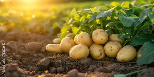 Potatoes on the field. Young potatoes on the field in the sun.