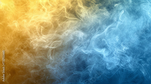 Abstract background with blue and yellow smoke