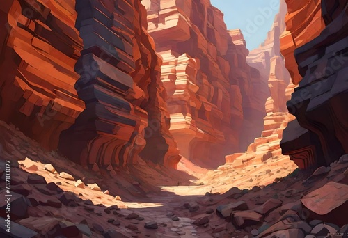 A canyon with layers of rocks displaying a rich palette.