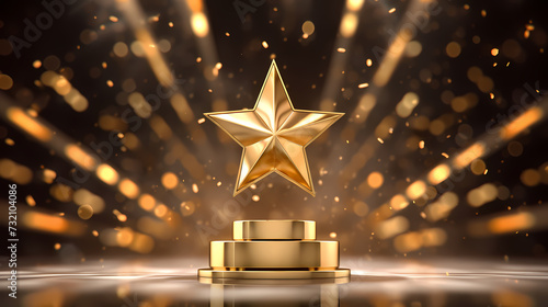 3D golden luxury elements for award ceremony background and podium