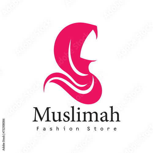 Muslim female in hijab Logo Fashion Woman Isolated On White Background.
