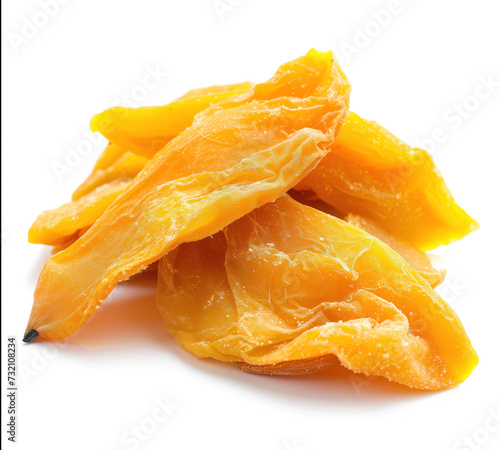 A close-up image showcasing vibrant, golden dried mango slices. The texture and rich color are highlighted, making it perfect for food advertisements or health blogs.