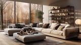 Modular Sofa with Velvet Accents, offering versatility with plush velvet cushions that can be rearranged to suit your needs