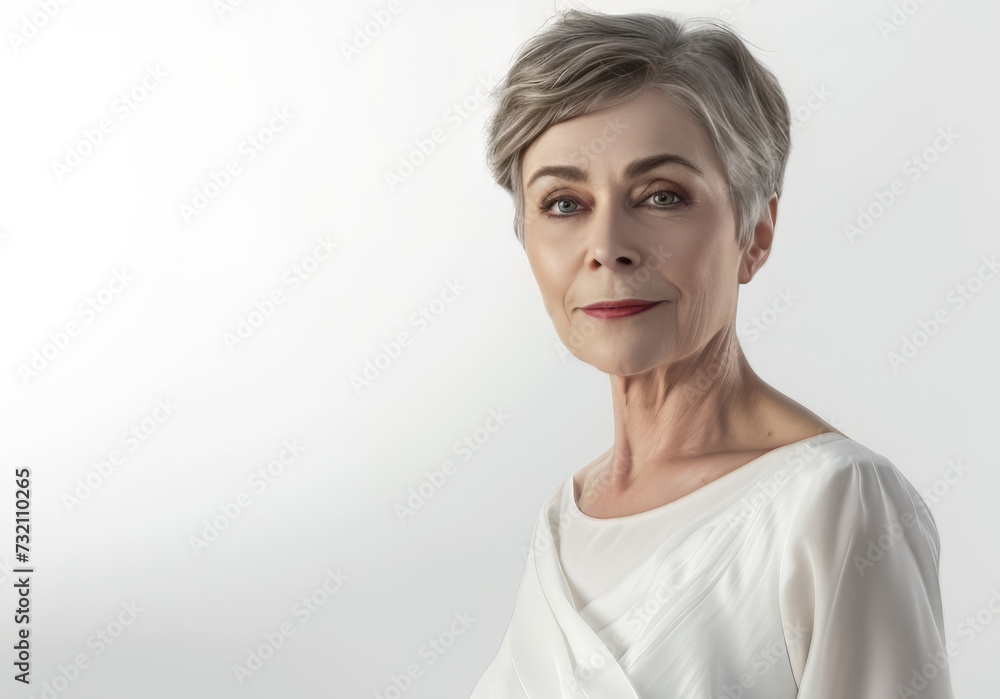 portrait of a mature woman  isolated on white