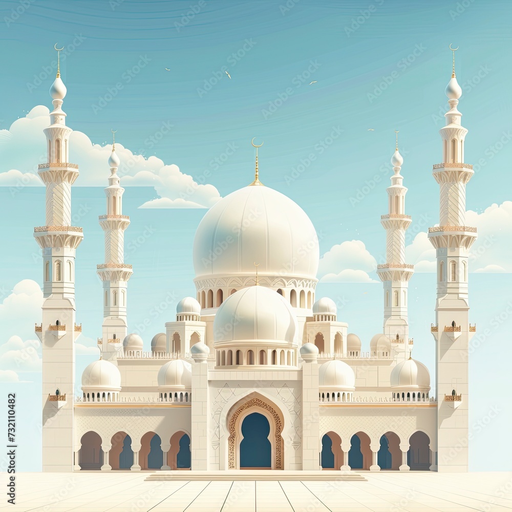 mosque Poster design, realistic, HD, copy space - generative ai