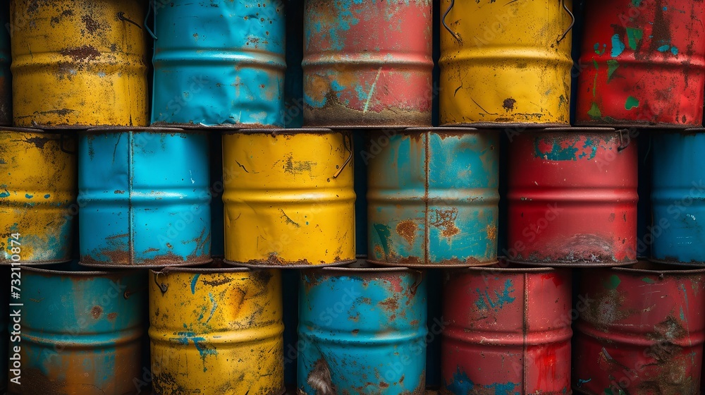 Colorful discarded containers clustered, suggesting eco-friendly themes Colorful discarded containers clustered, suggesting eco-friendly themes