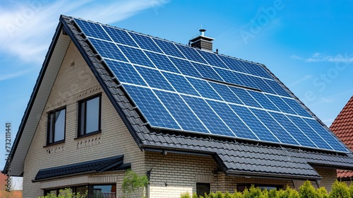 Wallpaper Mural Residential Sustainability: Single House with Solar-Powered Roof Symbolism Torontodigital.ca