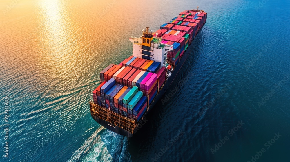 Seamless Ocean Transport: Cargo Ship Gliding with a Full Spectrum of Shipping Containers