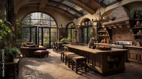 Rustic Tuscan Kitchen with Terracotta Tiles and Wrought Iron Accents