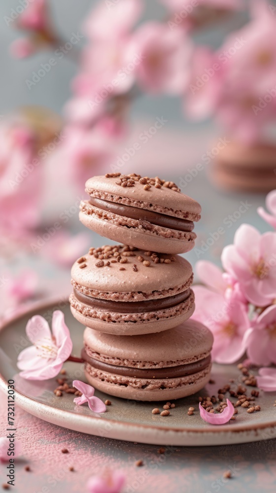 Handmade macaroons showcased on a wooden background. Macaroons in organic setting, copy space for text, mockup scene Handmade macaroons showcased on a wooden background. Macaroons in organic setting, copy space for text, mockup scene