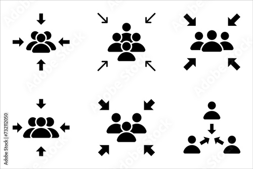 Meeting point vector icon set. Thin line black meeting point icon, vector illustration from editable human resources concept on white background.