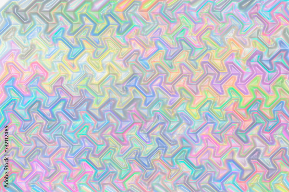 An Illustration of a 3D Effect, Showing a Box Section of a Pastel Pattern with  Glowing Colours.