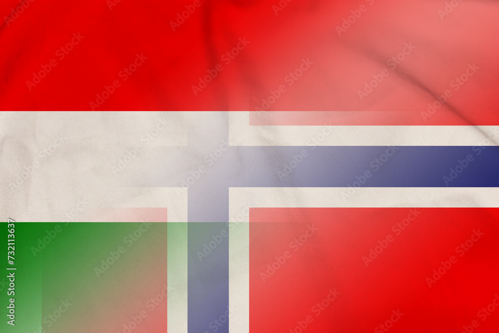 Fototapeta premium Hungary and Norway political flag international contract NOR HUN