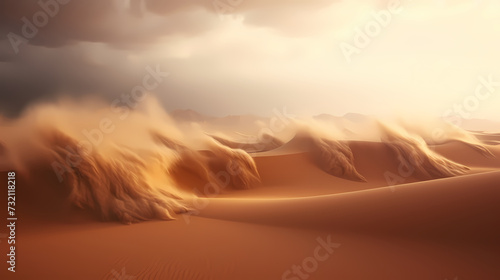 Desert background, desert landscape photography with golden sand dunes photo