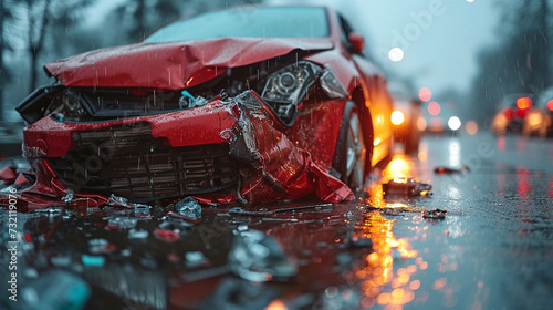 A red car that crashed