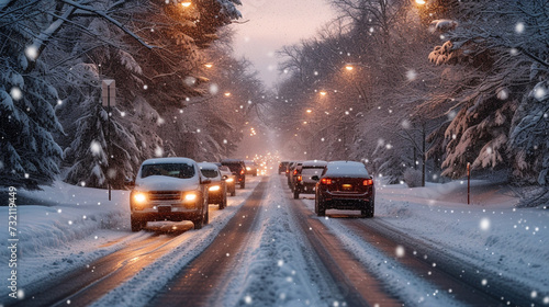 Car on impassable winter road, winter traffic, dangerous road © Daniel