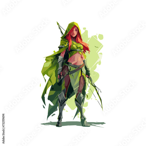 Windrunner MOBA game character flat vector design