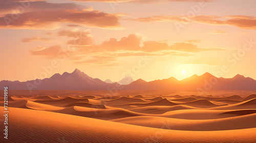 Desert background, desert landscape photography with golden sand dunes