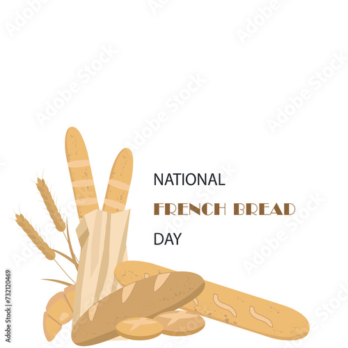 National French Bread Day. Baguettes on a white background