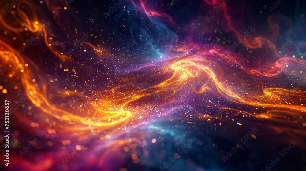 The vibrant energy of plasma streams crackling and sparking as it dances across the void painting a tapestry of glowing arcs and spirals.