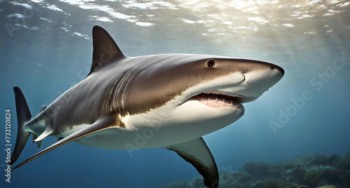 great white shark in the sea