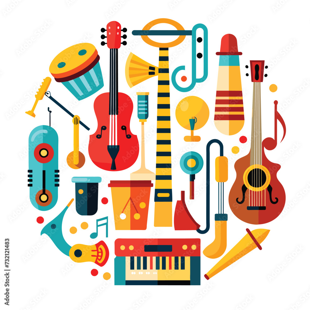 Obraz premium Vector Set Bundle Of Musical Instruments