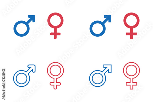 Vector illustration of gender symbols, a set of icons illustrating male and female gender.