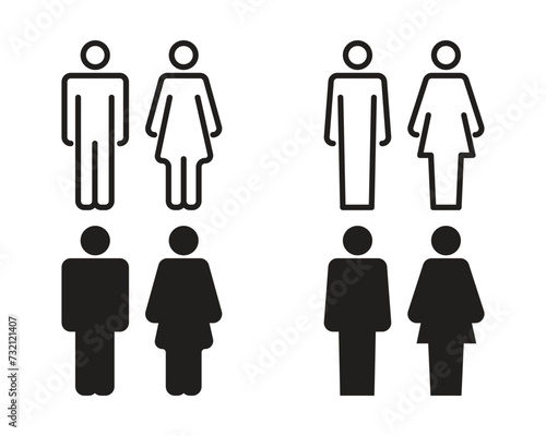 A set of icons of a man and a woman, signs of a girl and a boy.