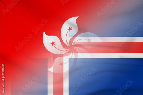 Hong Kong and Iceland national flag international contract ISL HKG photo