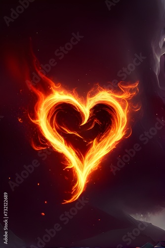 Heart Shaped Flame, Symbol of Love, Generative AI © OZMedia