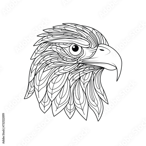 Hand drawn eagle head outline illustration