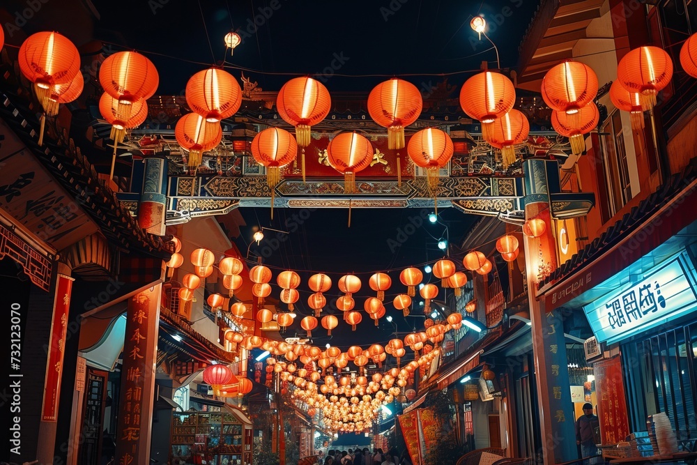 Obraz premium chinese lanterns in the temple
