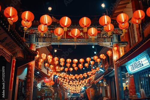 chinese lanterns in the temple photo