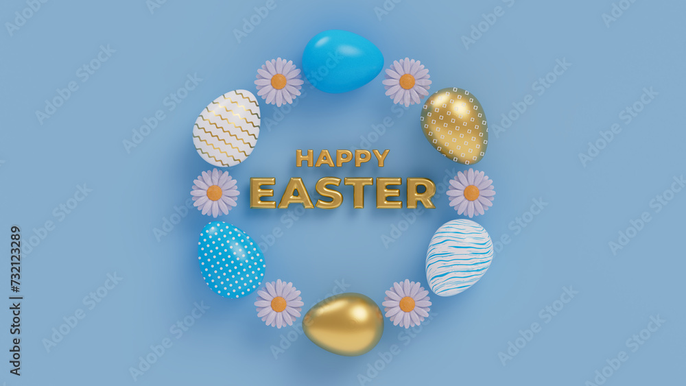 Photo 3d rendering of easter decorative eggs Photo 3d rendering of easter decorative eggs