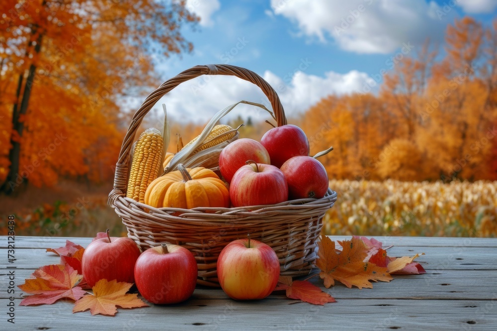 Autumn harvest. Background with selective focus and copy space