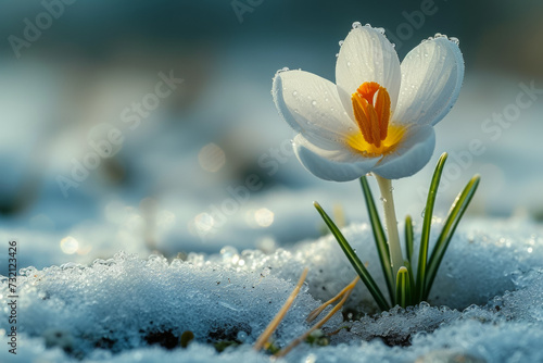 The first flowers under the snow in early spring. Background with selective focus and copy space © top images